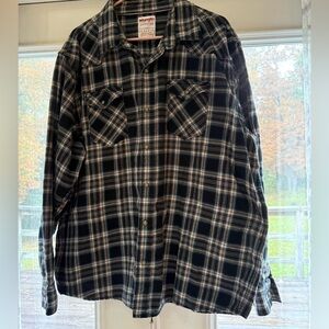 Wrangler Blue and Black Plaid Shirt